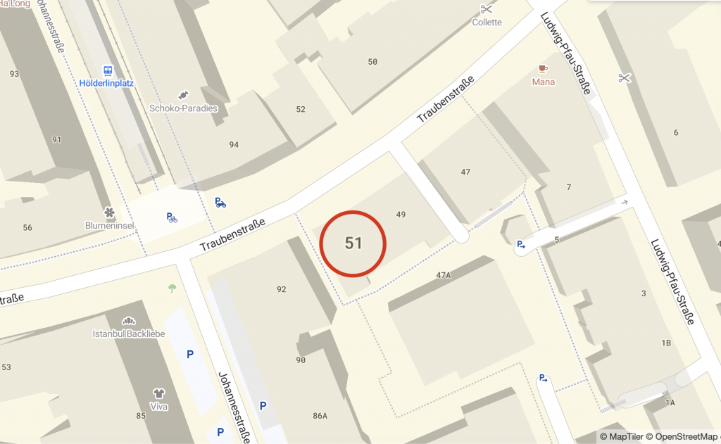 Kartenansicht Praxis Traubenstraße 51